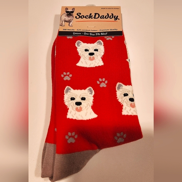 Sock Daddy Accessories - Sock Daddy Red/White Westie Dog Socks NWT Unisex